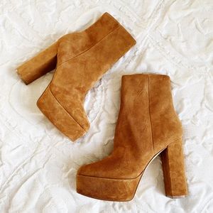 Marc Fisher Camel Suede Ankle Booties